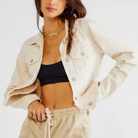 Free People, We the Free, Rumors Denim Jacket ecru ivory - Picture 1 of 12
